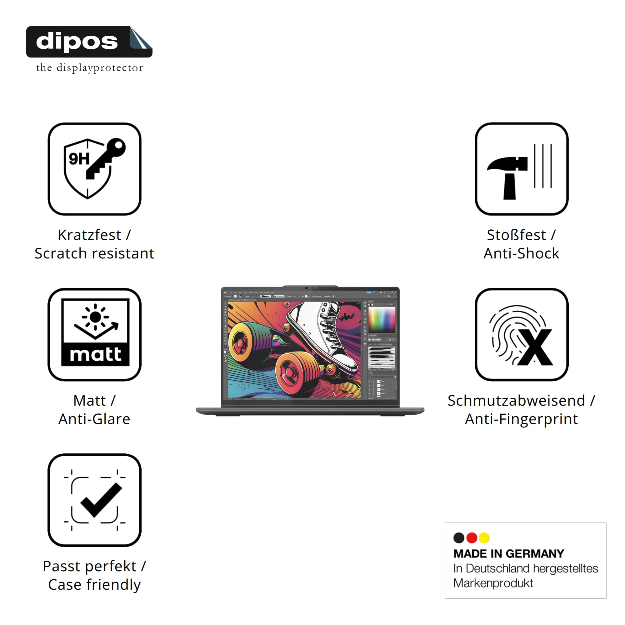 dipos 2x Pellicola Protettiva 9H opaca per Lenovo Yoga 7 2-in-1 14IML9 | Antiriflesso, non si rompe e non si scheggia, non è vero vetro, Anti-Shock, antigraffio, senza bolle, autoadesiva