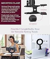 Vista 4 de Anillo de luz de 6.3 pulgadas con soporte de abrazadera para laptop, luz de cámara web con 3 modos de luz y 10 niveles regulables para computadora