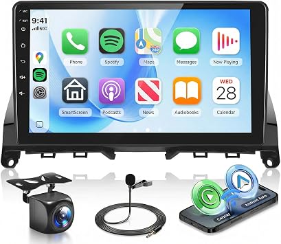 8 Core 6G+128G Android Car Radio for Mercedes Benz C-Class W204 S204 C180/C200/C230/C250/C300/C350 2006-2011, 9" IPS Touchscreen, Wireless CarPlay Android Auto, Backup Camera, Bluetooth GPS WiFi FM