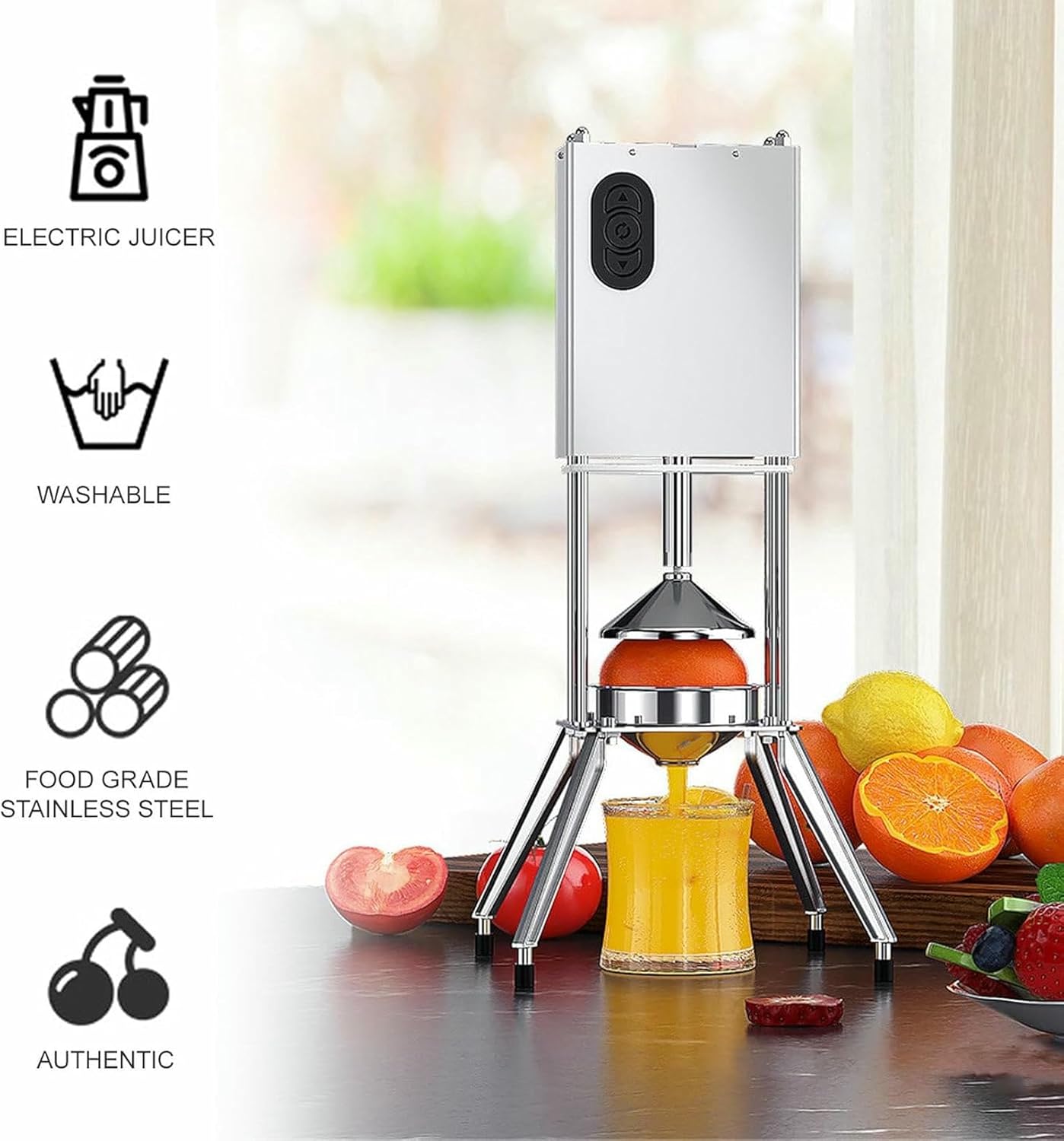 Commercial Electric Citrus Juicer,Effortlessly Extract Fresh Juice from Lemons and Oranges for Home Use-