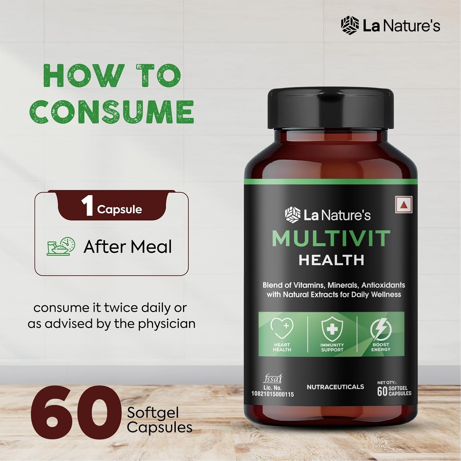 La Nature's Multivement Health | Multivitamin capsules with essential vitamins and minerals. For men and women. Daily Nutrition Support for Overall Health | 60 softgel capsules La Nature's Multivement Health | Multivitamin capsules with essential vitamins and minerals. For men and women. Daily Nutrition Support for Overall Health | 60 softgel capsules