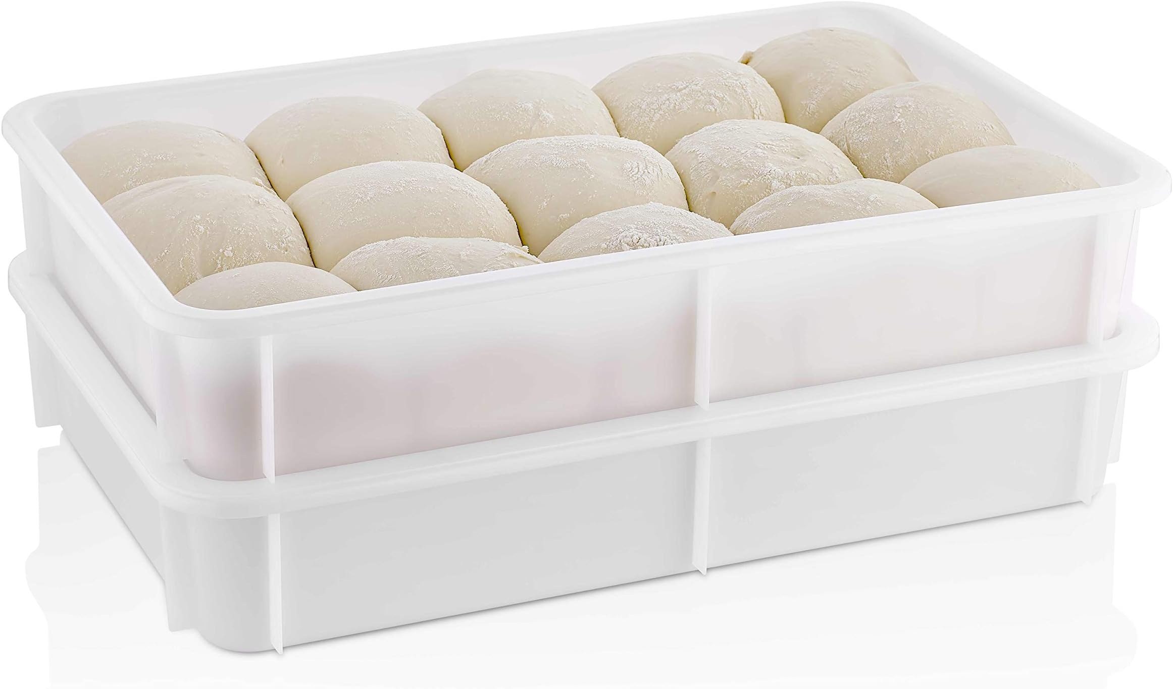 TemoWare Pizza Dough Proofing Box- Dough Tray - Pack of 6 White 600(L) x 400(W) x 100(H) mm