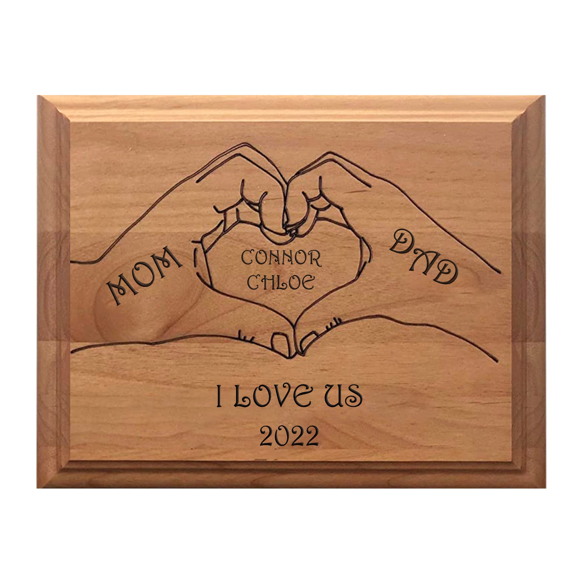 Family Wood Plaque With Heart - Custom Wood Gift for Christmas Family Mom Grandma, Christmas Wall Sign