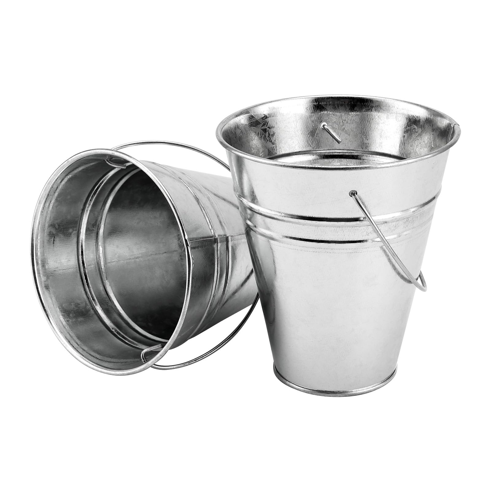 Paquete de 40 cubos de metal galvanizado de 4.5 x 5 pulgadas, cubos metálicos plateados con asa, mini cubos de hojalata para manualidades, hielo, aperitivos, decoración de flores 6