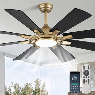 Bella Depot 60-Inch Black & Gold Ceiling Fan