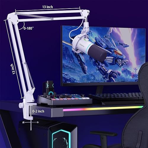 Miniatura 9 de MAONO Kit de micrófono dinámico XLRUSB, micrófono de podcast RGB con software, silencio, perilla de ganancia, control de volumen, brazo de brazo