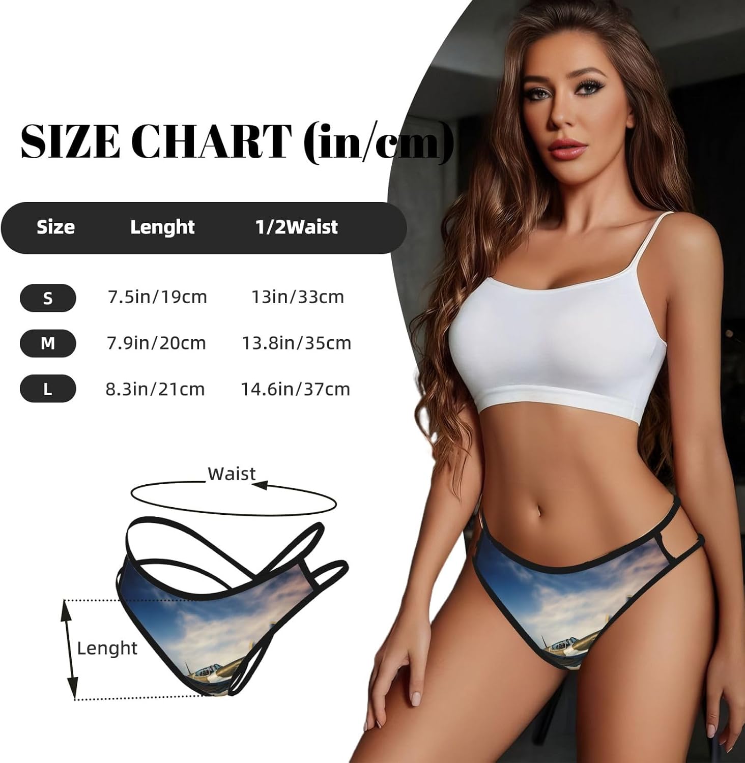World War 2 Aircraft Airplane Print Sexy Underwear G String Thongs For Women Low Rise No Show Workout Panties For Sports And Yoga Black