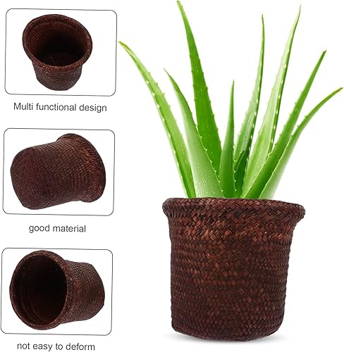 Miniatura 6 de Cabilock 1 cesta de flores tejidas con algas marinas, maceta decorativa para interiores para flores secas, decoración del hogar, cesta de