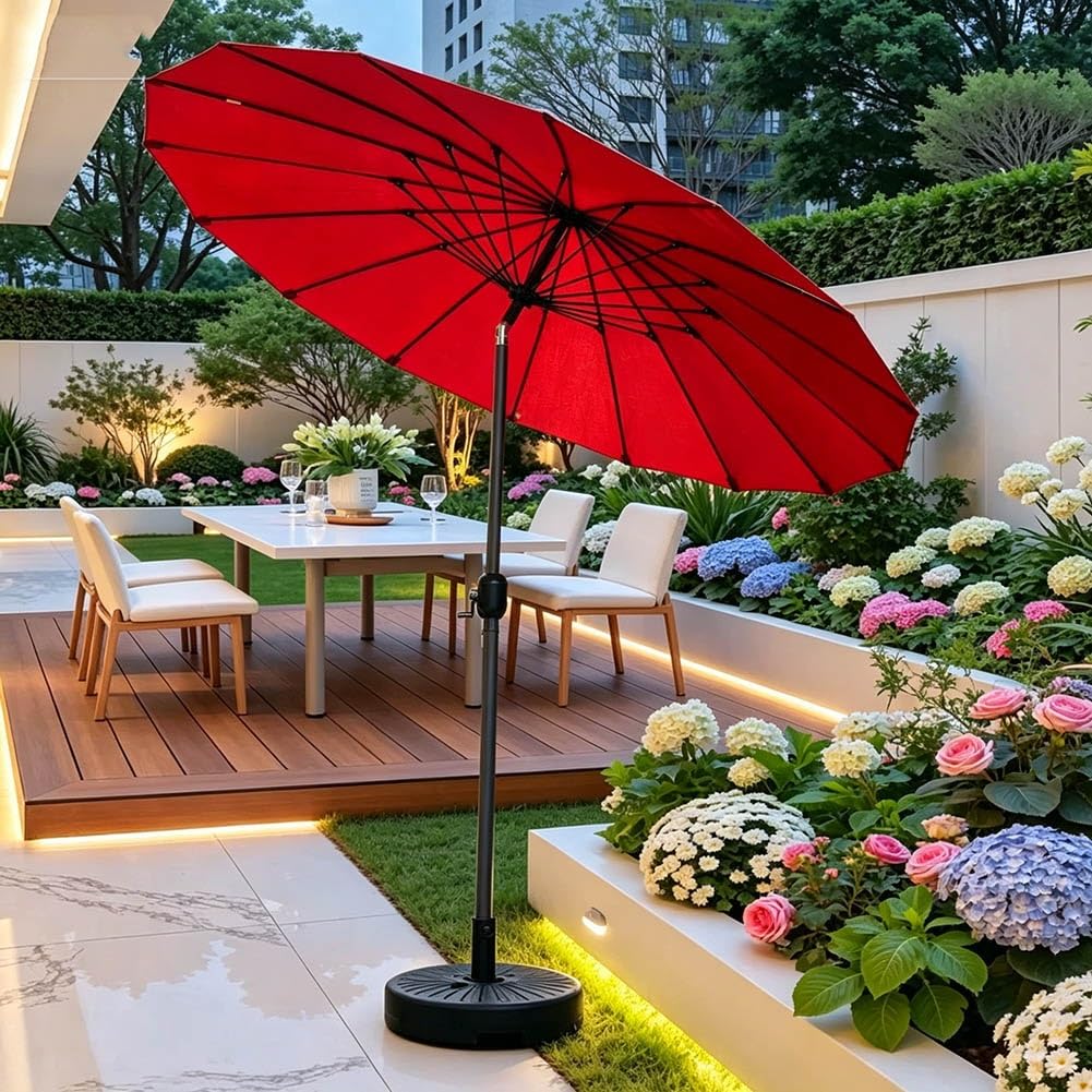 Parasol Ogrodowy 250 cm, Okrągły Parasol Przeciwsłoneczny z Nachylenia i Aluminiowym Trzonkiem z Korbką do Basenu, Ogrodu i Tarasu