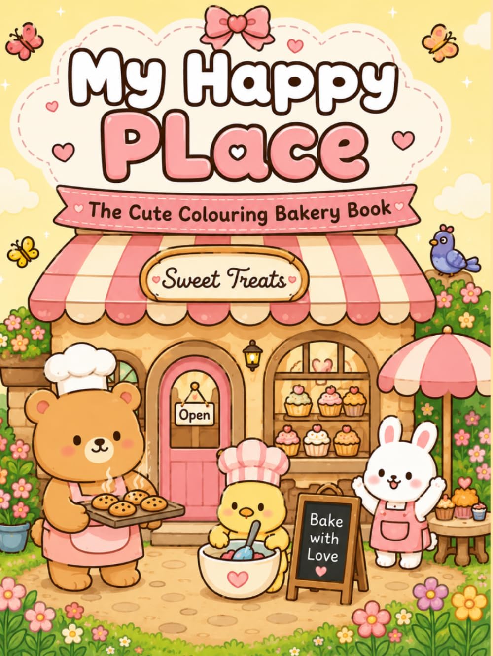 My Happy Place: The Cute Colouring Bakery Book: A Cozy Bakery Coloring Book with Adorable Baking Scenes, Sweet Treats, and Relaxing Cute Illustrations for Kids, Teens & Adults