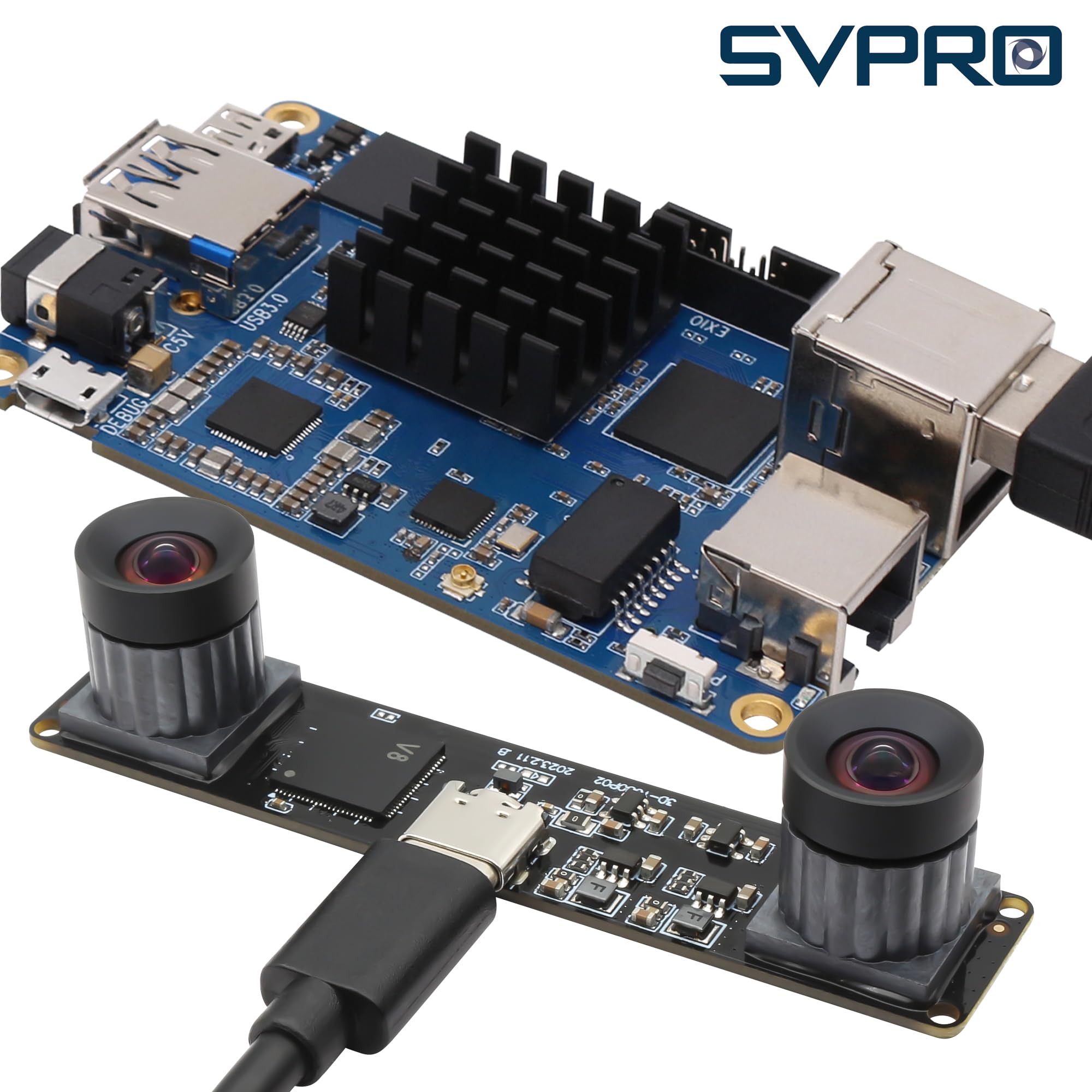 Svpro Cámara USB con dos objetivos 1080P 60 fps de alta velocidad UVC cámara industrial placa de sincronización PC cámara cámara Lightburn prismáticos grabado láser para biometría 3D VR