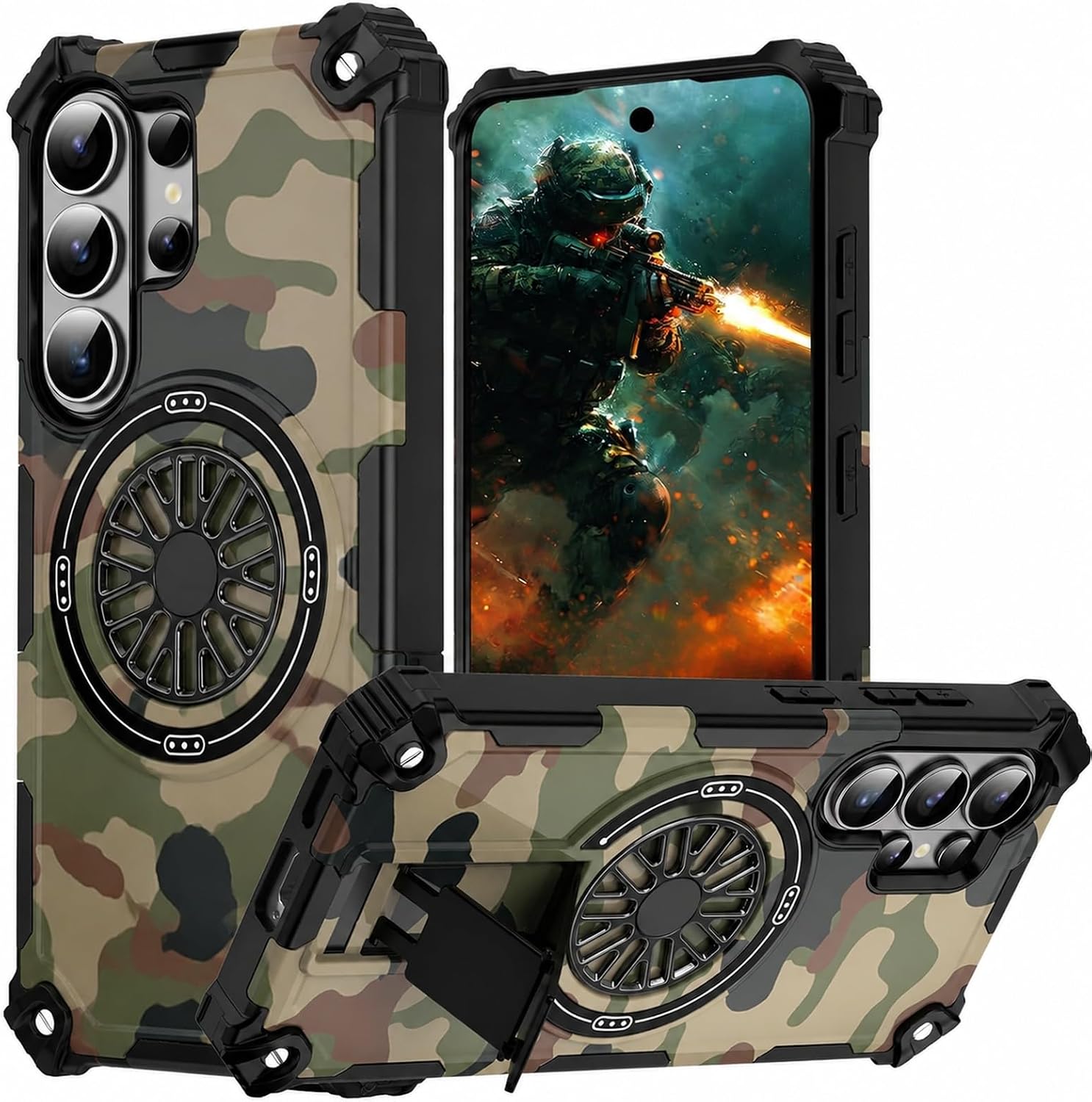CCSmall for Samsung Galaxy S26 Ultra Camouflage Case for Men SHZ Green