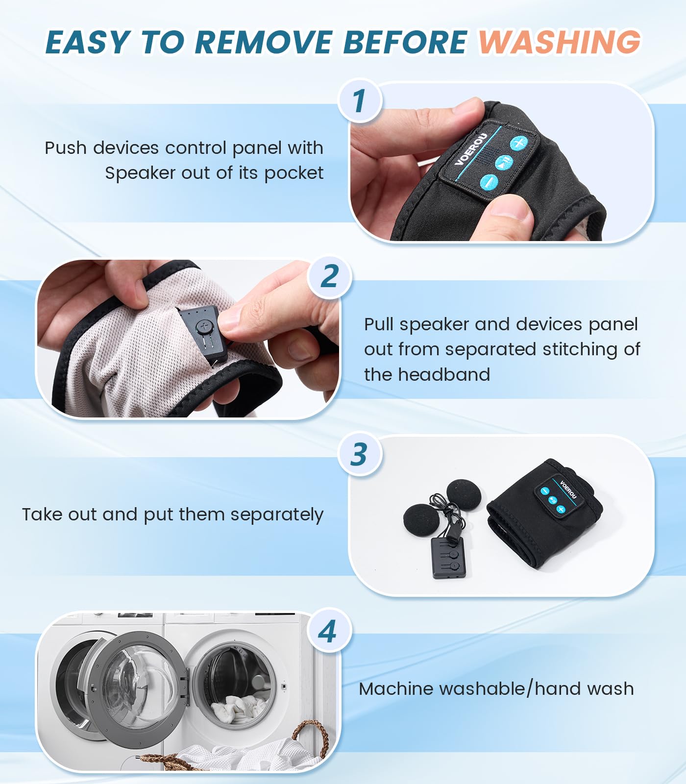 Voerou Sleep Headphones sportowe słuchawki z ultracienkimi głośnikami stereo HD do spania, treningu, joggingu, jogi, bezsenności, podróży