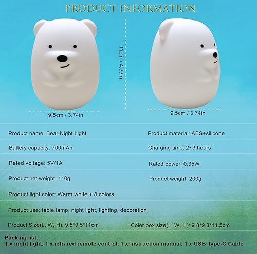 Miniatura 7 de Luces nocturnas de búho grande para niños, lámpara de noche para habitación de los niños, luz nocturna de sueño de animales para niñas y niños,