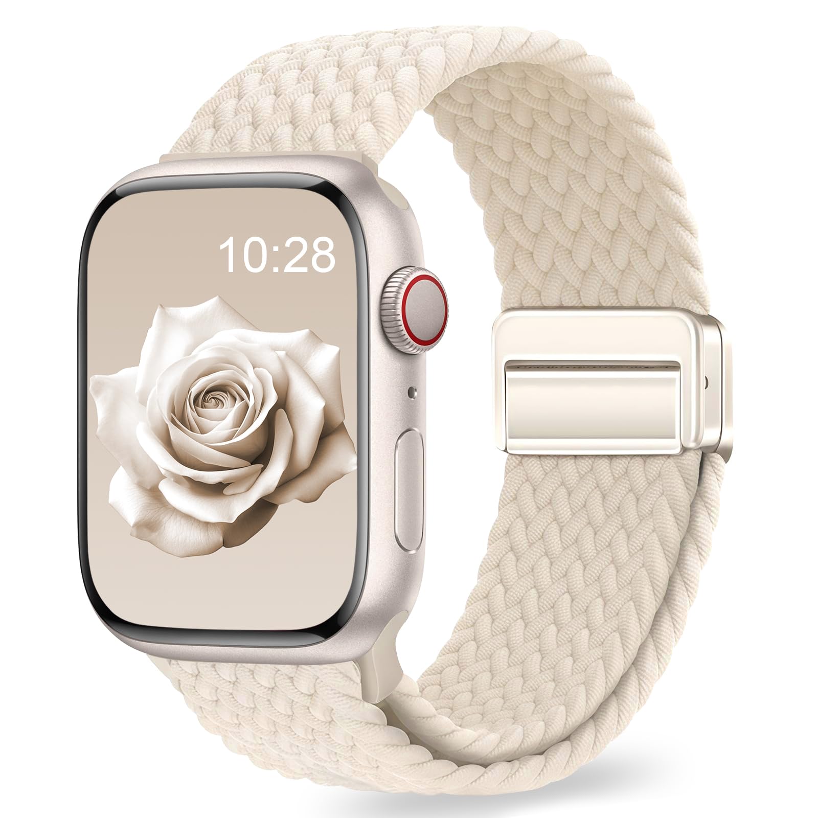EVIE BAND Braided Band Compatible with Apple Watch Bands for Women 40mm 46mm 38mm 41mm 42mm 45mm 49mm Men, Magnetic Clasp Loop Nylon Stretchy Sport Strap for iW