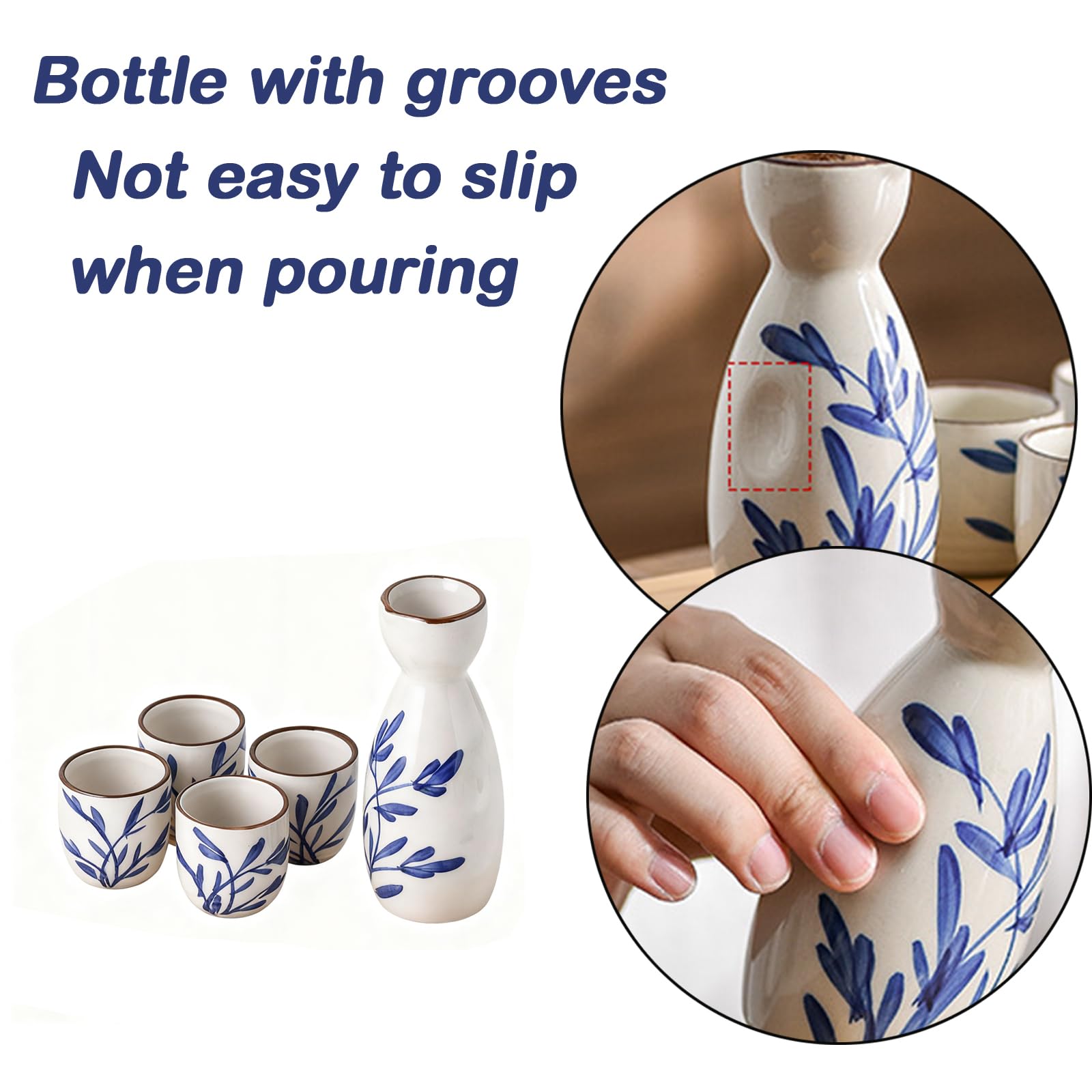 5 Pezzi Set da Sake Giapponese, Ceramica Bicchieri Sakè, Tradizionale Set di Sake, per Ristoranti di tè, Case da tè E per Il Consumo Quotidiano di tè (Bianco)