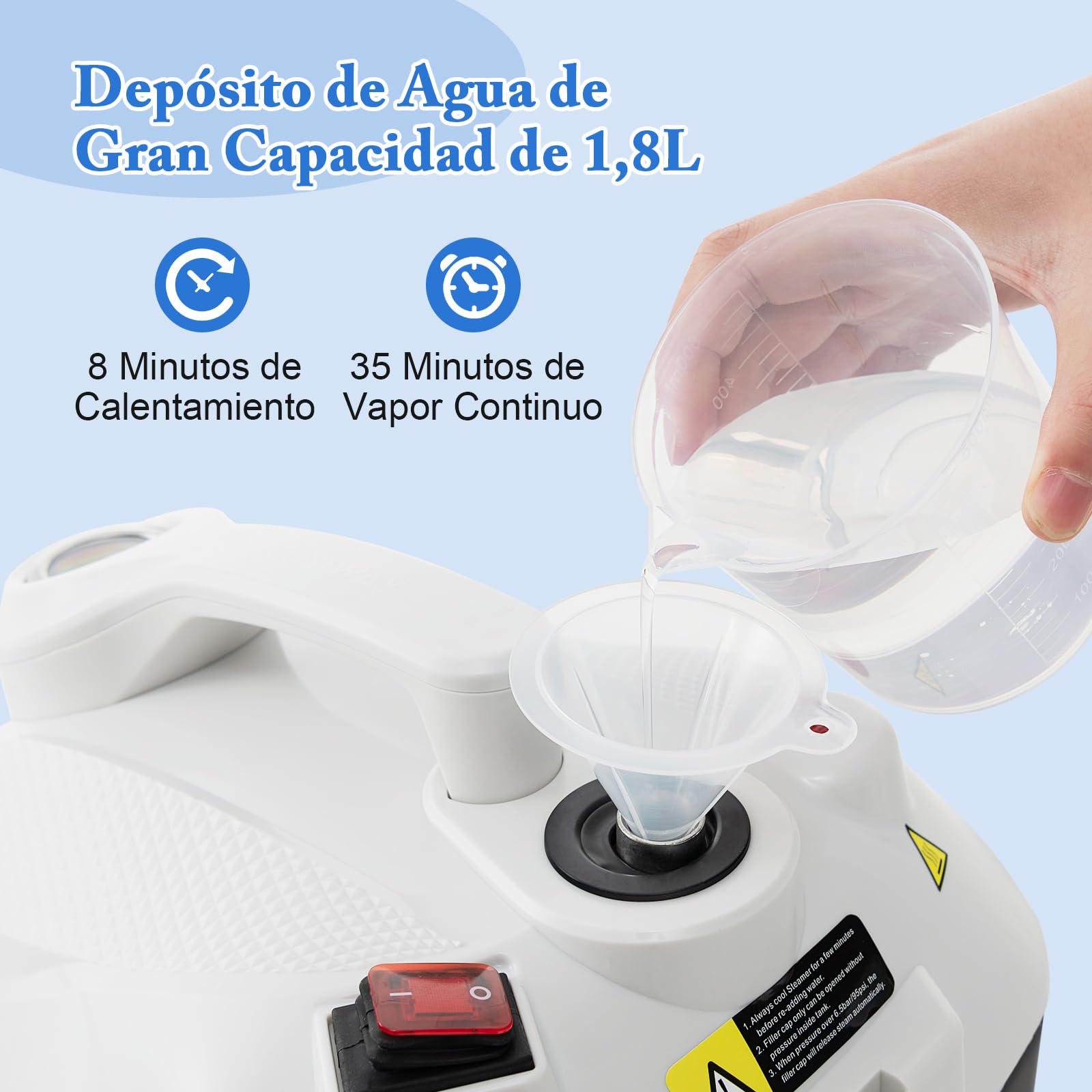 COSTWAY Limpiador a Vapor de 2000W, Multiuso Limpiador de Vapor con 16 Accesorios y Tanque Grande de 1,8 L, Máquina de Limpieza a Vapor con Ruedas para Pisos, Ventanas, Vidrio, Alfombras (Blanco)