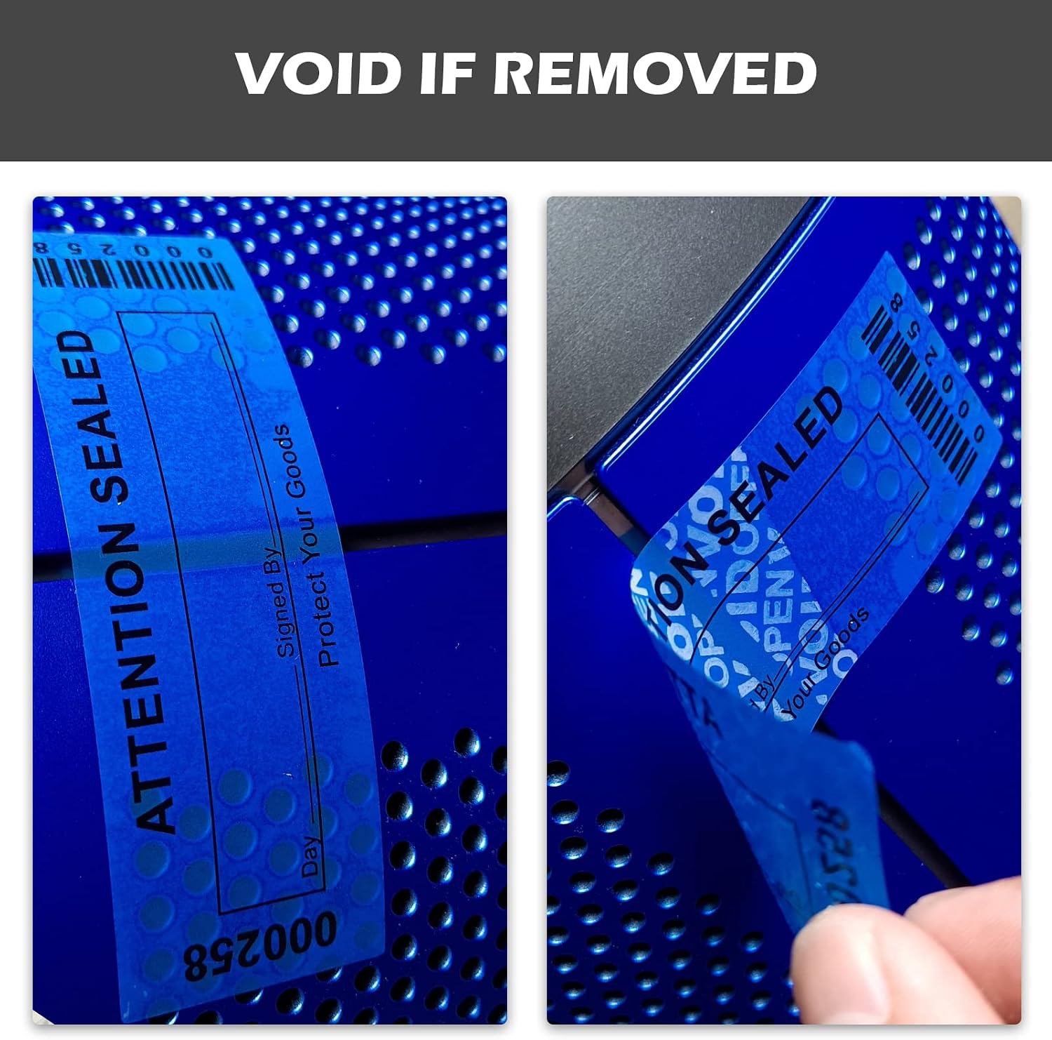 Security Warranty Void Stickers Non Transfer Tamper Evident Labels Triple Serial Numbers Seal Sticker Large 35x120 mm(50PCS,Blue) image 2