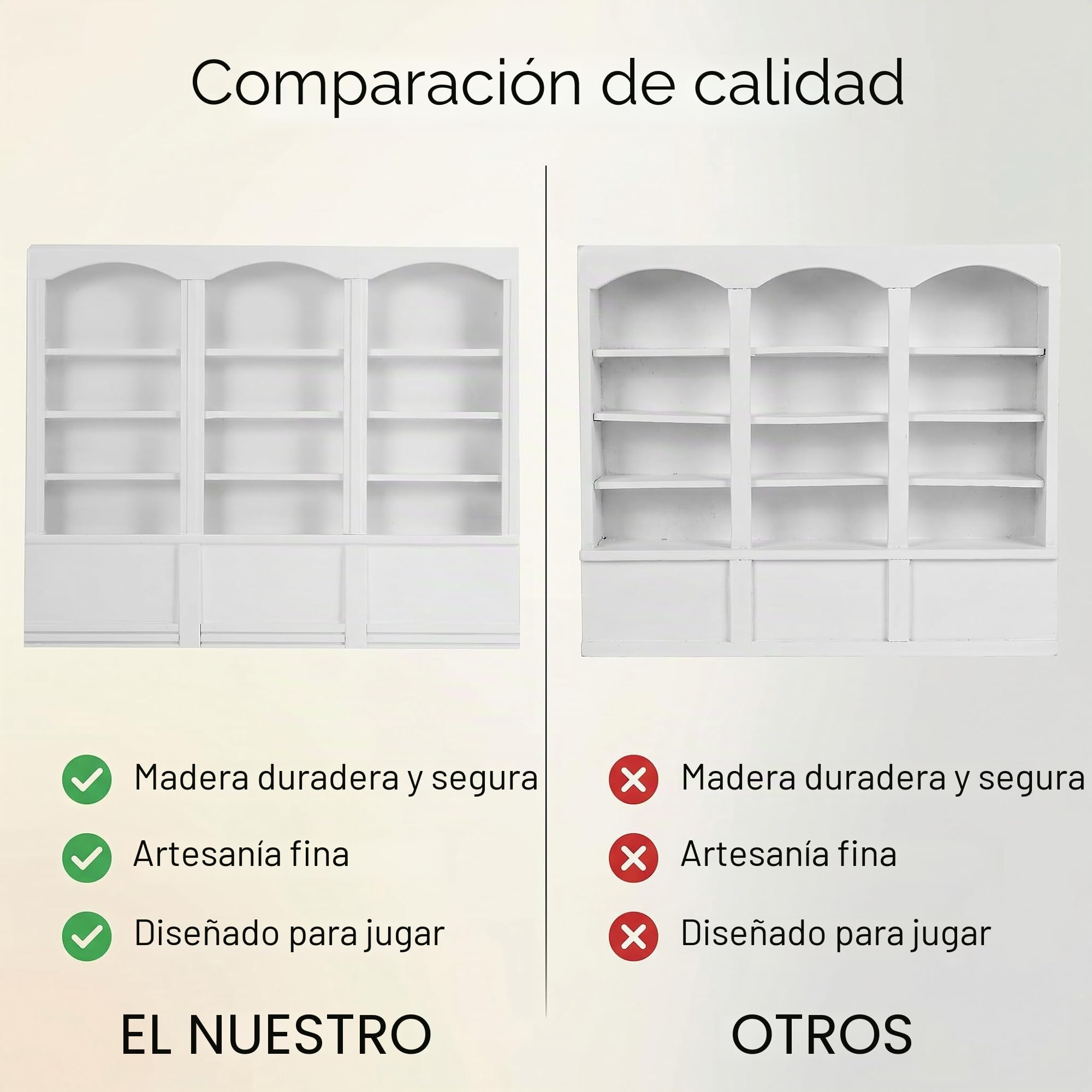Vitrina de casa de muñecas, Muebles en Miniatura de simulación 1:12, estantería Triple de Madera, Modelo de Juguete para Sala de Estar, Accesorios de decoración de casa de muñecas (Blanco)
