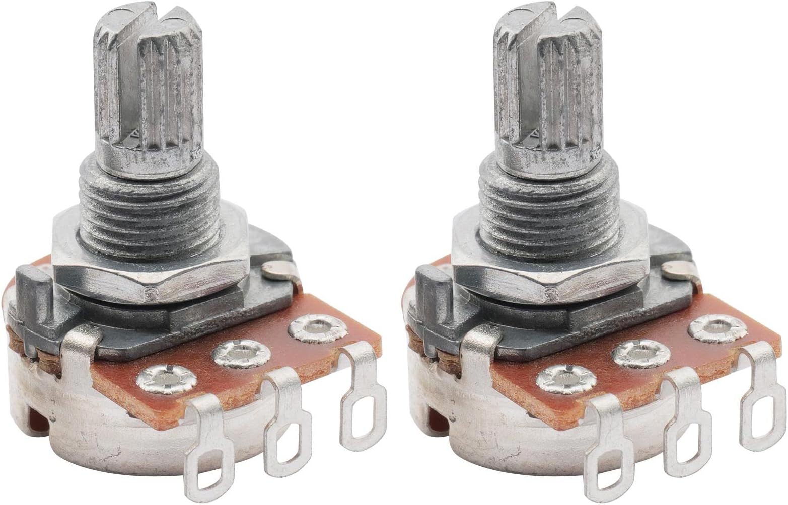 Musiclily A250K Mini Potentiometers Split Shaft Audio Taper Pots for Electric Guitar Bass (Set