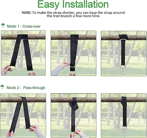 Miniatura 7 de Juego de 2 correas de columpio para árbol (juego de 2), correas de columpio de árbol de 38102030 pies con capacidad para 5000 libras con protector