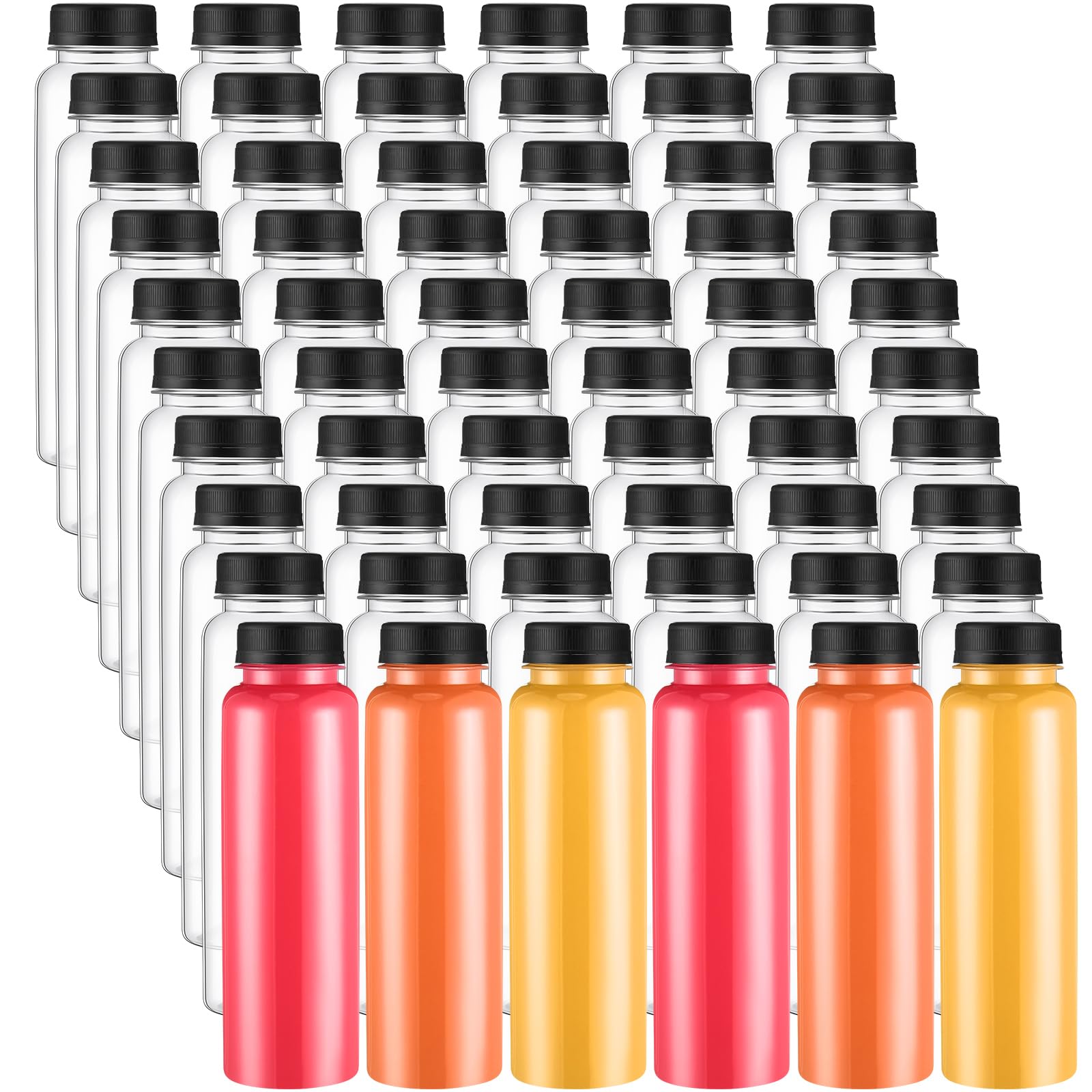 Tanlade 200 Pack Plastic Juice Bottles with Caps Clear Reusable Drink Containers with Caps Empty PET Beverages Bottles Bulk for Juicing Smoothies