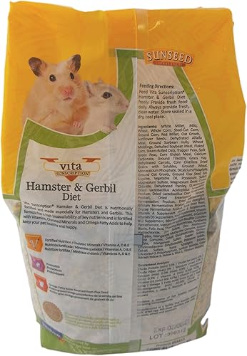 Miniatura 2 de Sunseed Vita Sunscription Diet Hamster Gerbil Food (2.5 libras) con golosinas Trail Mix (5 onzas) - Paquete de folletos masticables y divertidos