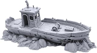 EnderToys Ruined Fishing Boat by Printable Scenery, 3D Printed Tabletop RPG Scenery and Wargame Terrain 28mm Miniatures