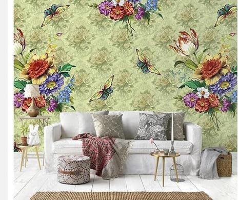 Amazon カスタム壁紙格子パターン壁画幾何学花柄パターン家の装飾リビングルーム寝室3d壁紙 250cm 175cm 壁紙