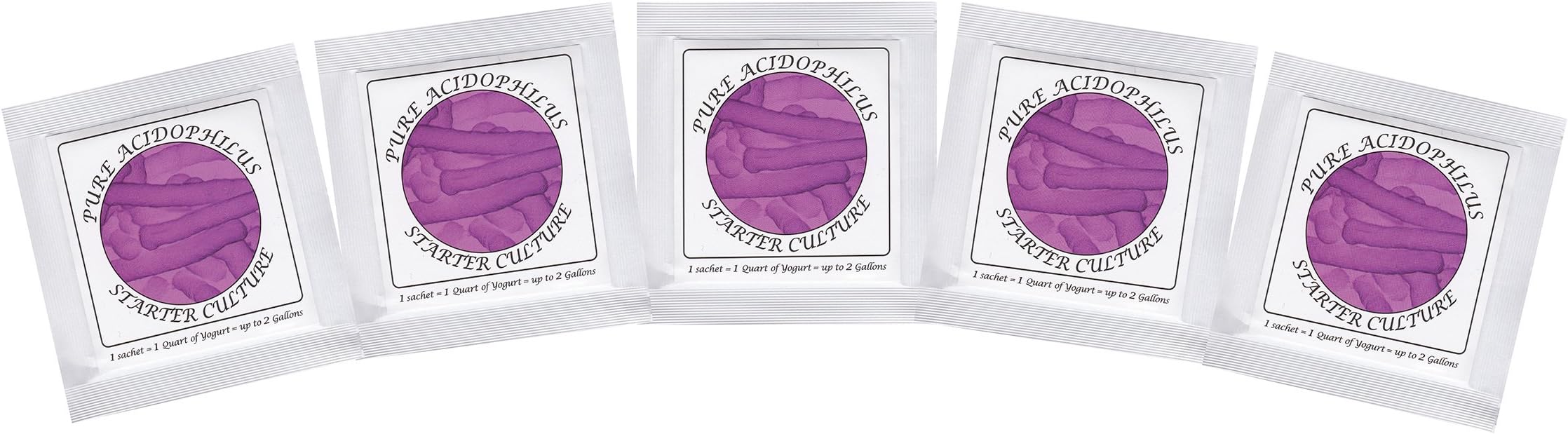 Pure Acidophilus Yogurt Starter - Pack of 5 Freeze-Dried Culture Sachets for Authentic Plain Yogurt (5 sachets)