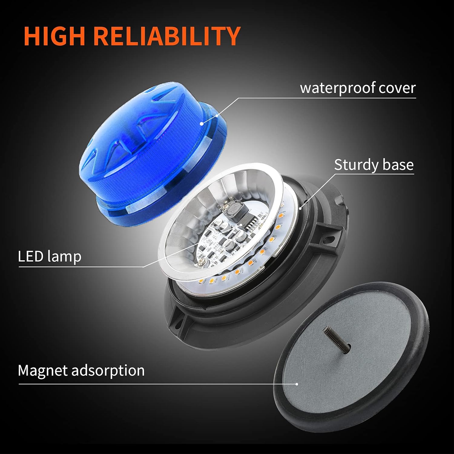 AUXMOTEC Blue Led Emergency Strobe Beacon Lights Bar with Magnetic Mount and 8 Flash Models Warning Safety Flashing Rooftop Signal Lamps for Firefighters Police Vehicles(24-LED 12V-24V)