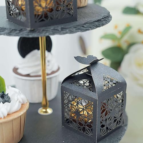 Miniatura 6 de Efavormart - 25 cajas de dulces de regalo con estampado de encaje con estampado de mariposa marfil