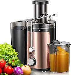 Máquina de espremedor, extrator centrífugo de 800 W com calha de alimentação de 7,6 cm de boca larga para frutas e vegetais, fácil de limpar, aço inoxidável, livre de BPA (ouro rosa)