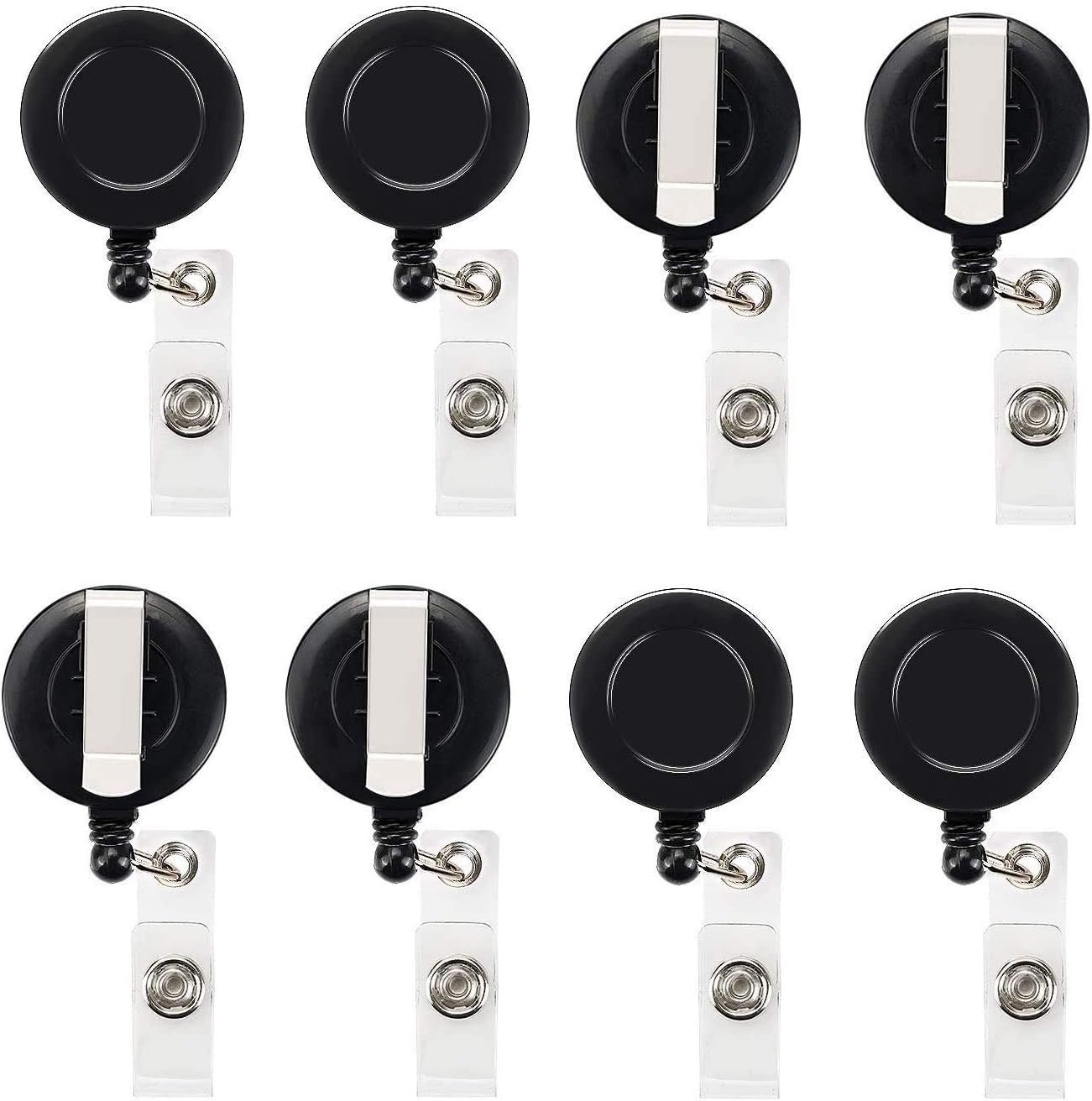 JANYUN 100 Pcs Black Badge Reels Retractable Badges Holder