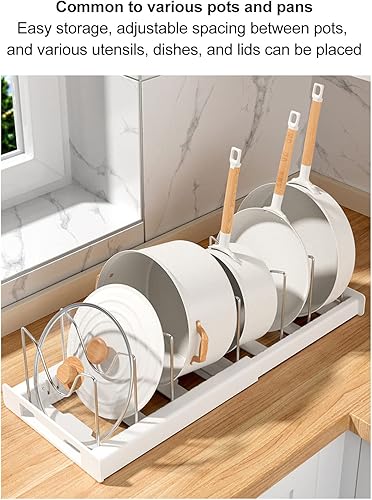 Miniatura 6 de Organizador expandible para ollas y sartenes para gabinete, tabla de cortar, soporte para tapa de olla, estantes de secado de platos con 7 divisores