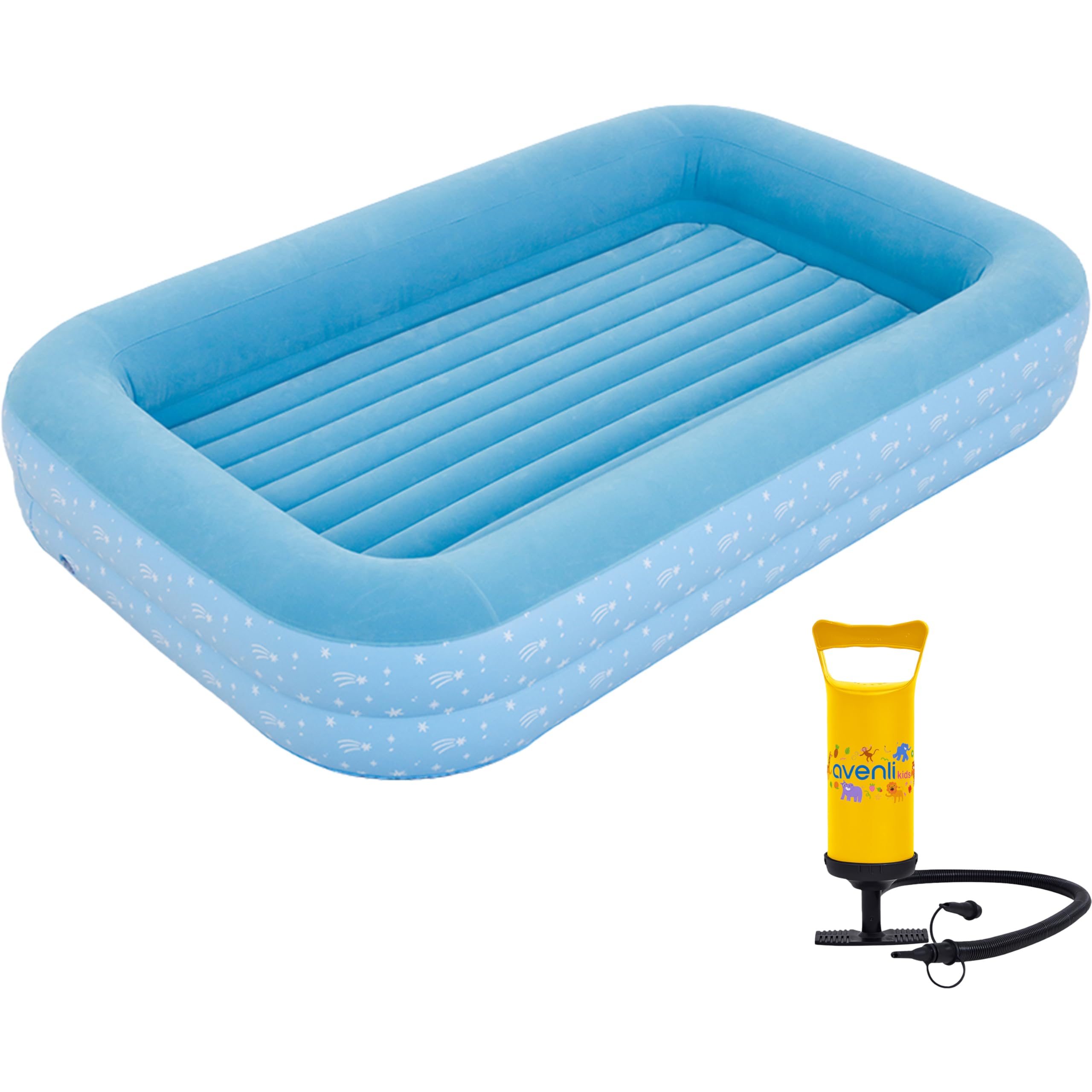 AVENLI Luftmatratze Luftbett Kinderbett mit Pumpe für 1 Kind 172x112x30cm aufblasbare Matratze Gästebett weiche Liegefläche mit beflockter Oberfläche Reise-Bett für Camping & Zuhause