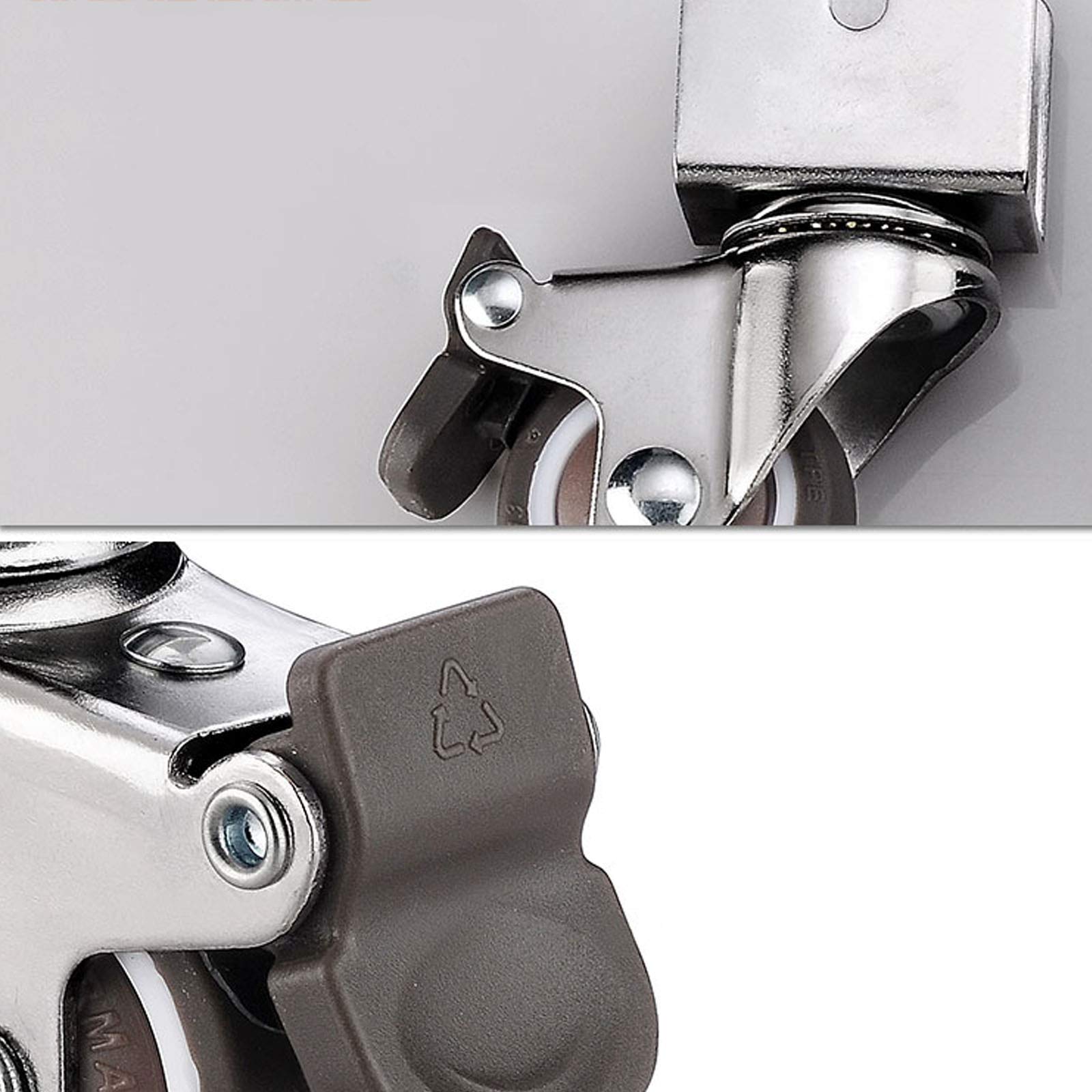 Pezzi Ruote Girevoli in Gomma con Stecca a Forma di U Ruote Girevoli in Gomma con Freno Ruote di Ricambio per Mobili, capacità di Carico 70 kg, Muto, Cuscinetto Incorporato, 1.5 Pollici(25MM