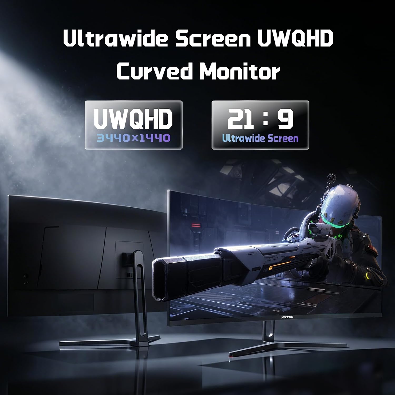 Hikers 34 Inch UWQHD 240Hz Curved Gaming Monitor, Curved Ultrawide Computer Monitor with 2×HDMI 2.1 & 2×DP 1.4, 21:9 PIP/PBP Fast VA, 131% sRGB AI Crosshair (G34H1Q Pro, Includes One HDMI 2.1 Cable) image 3