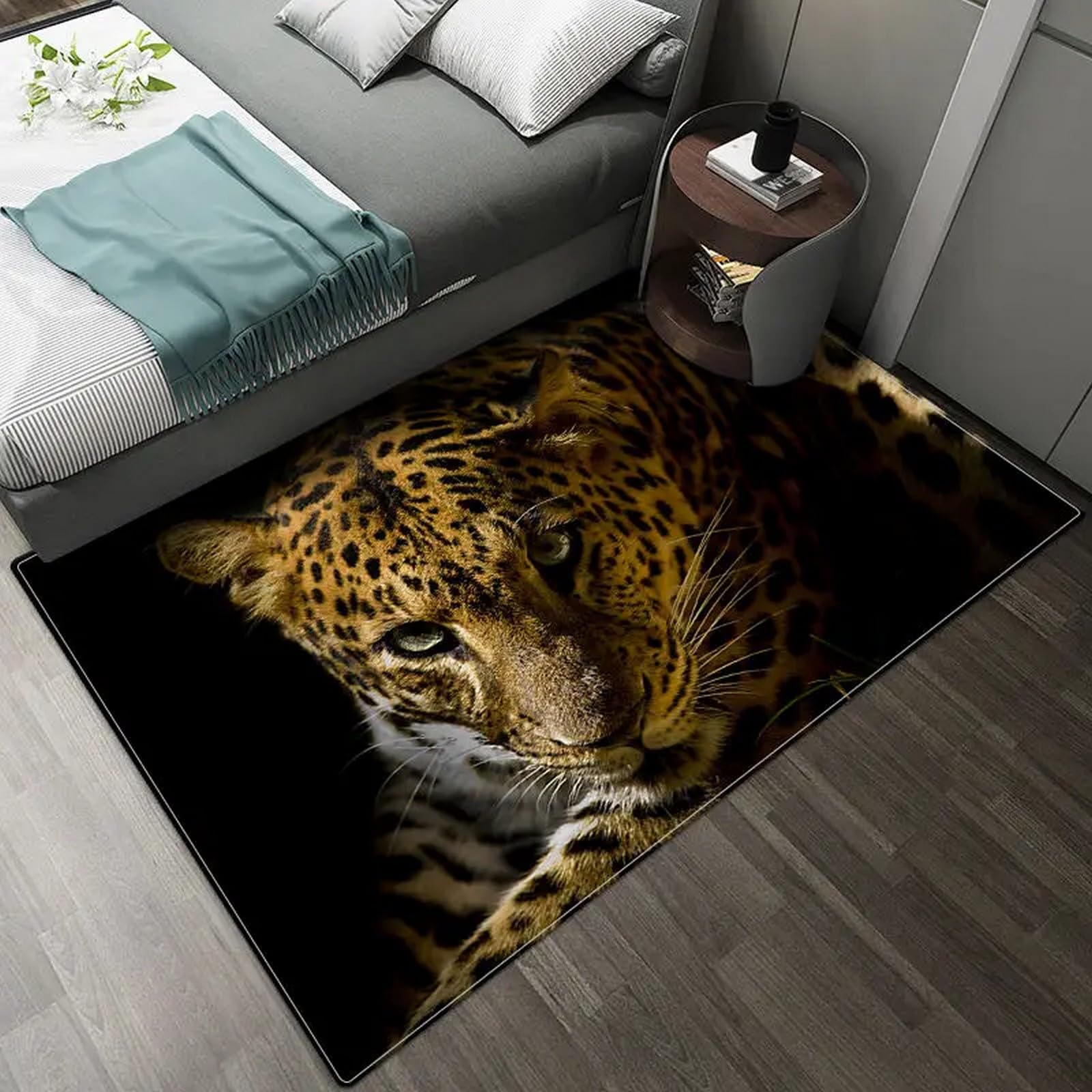 Tapis de salon texture marbrée 3D en fibre écoresponsable