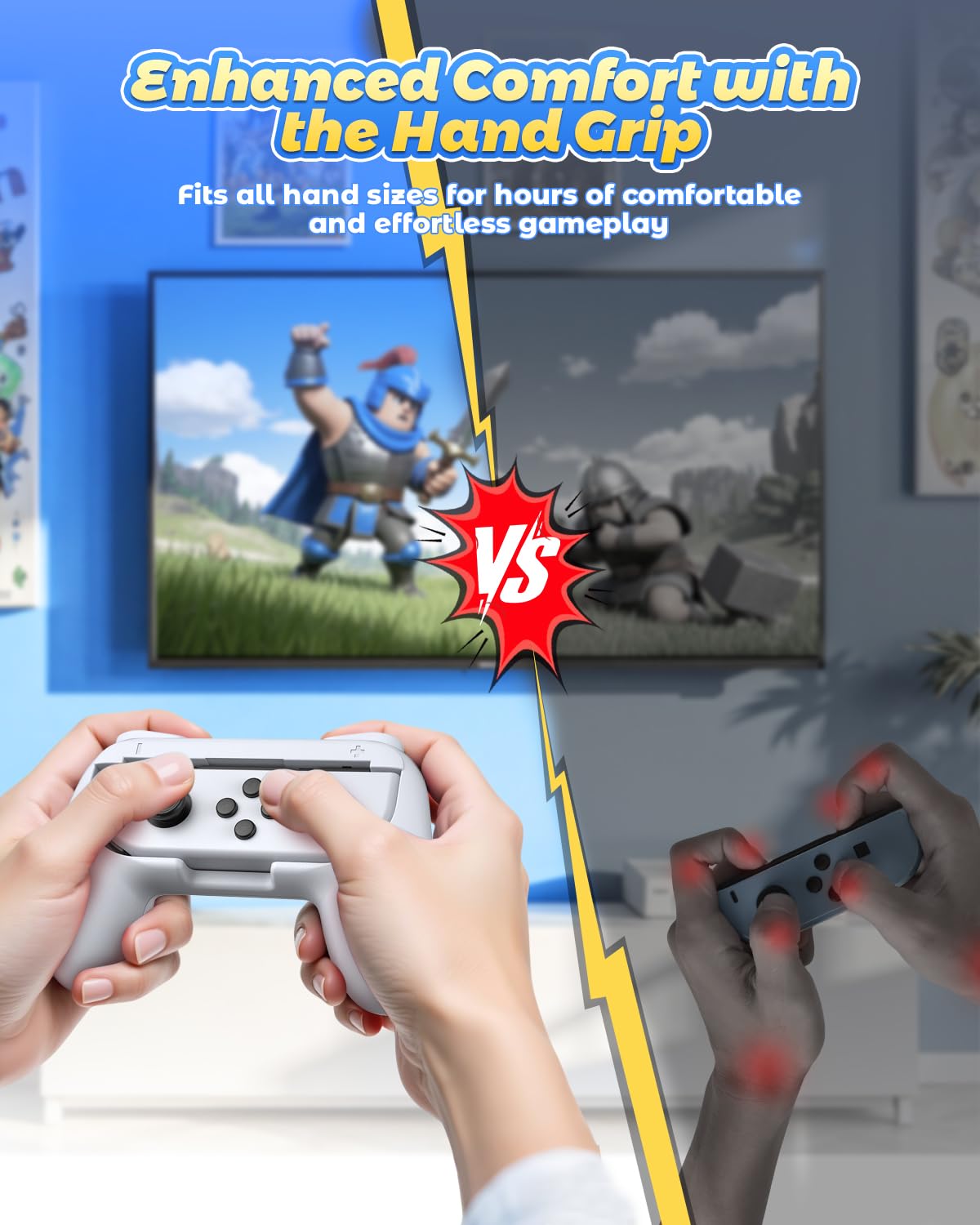 FYOUNG Hand Grips Compatible with Switch Controllers, Grip for Switch Joy Con - White (2 Packs) - Image 2