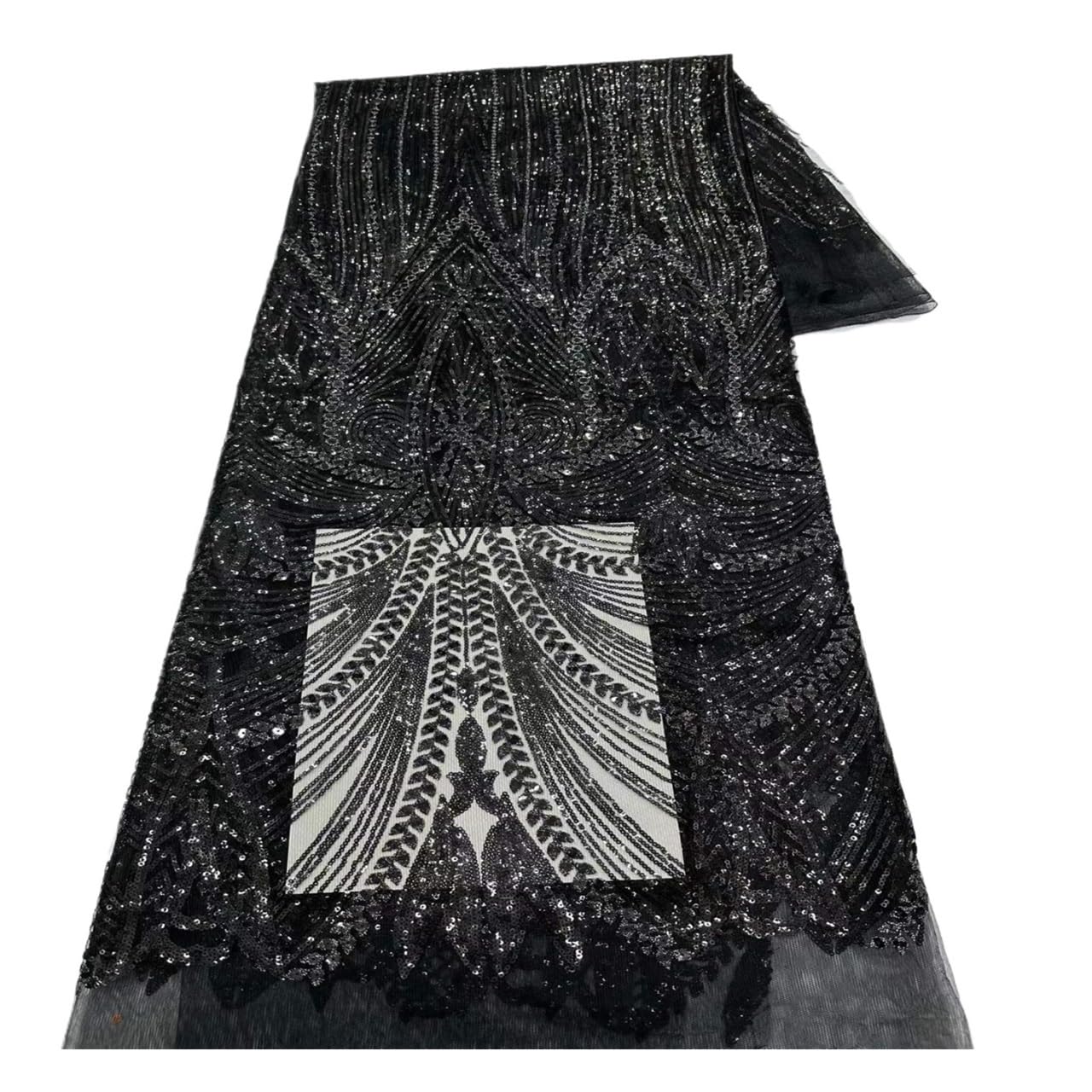 Tissu en dentelle à paillettes, broderie géométrique, 5 mètres