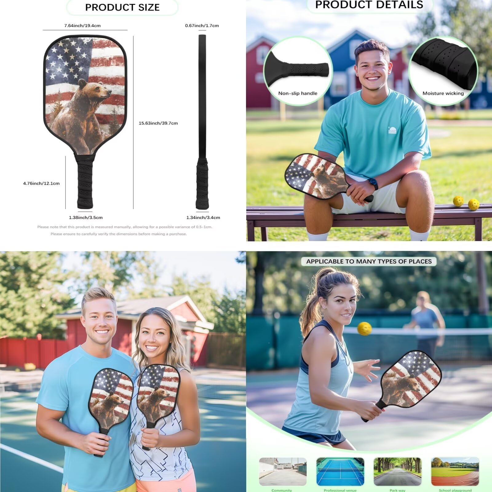 Set di 3 racchette da pickleball con custodia per pickleball, ideale come regalo per principianti