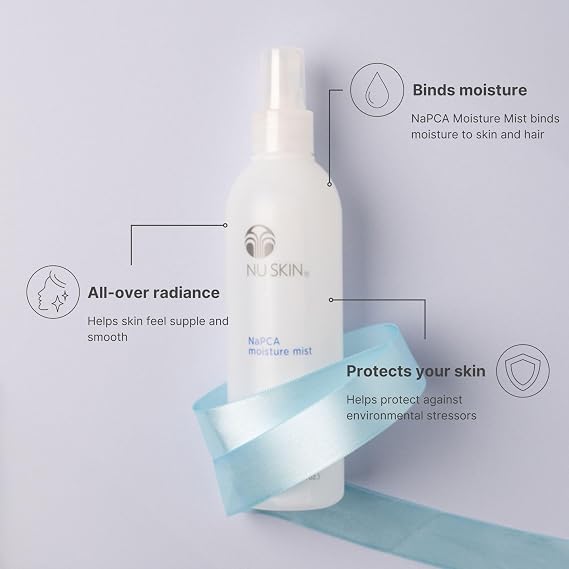 Nu Skin NaPCA Moisture Mist | Revitalizing Moisturizer & Cooling Mist with Hyaluronic Acid | Hydrating Spray for Face, Body & Hair | Sodium PCA for All Skin Types | 8.4 fl. oz. | 2 Pack