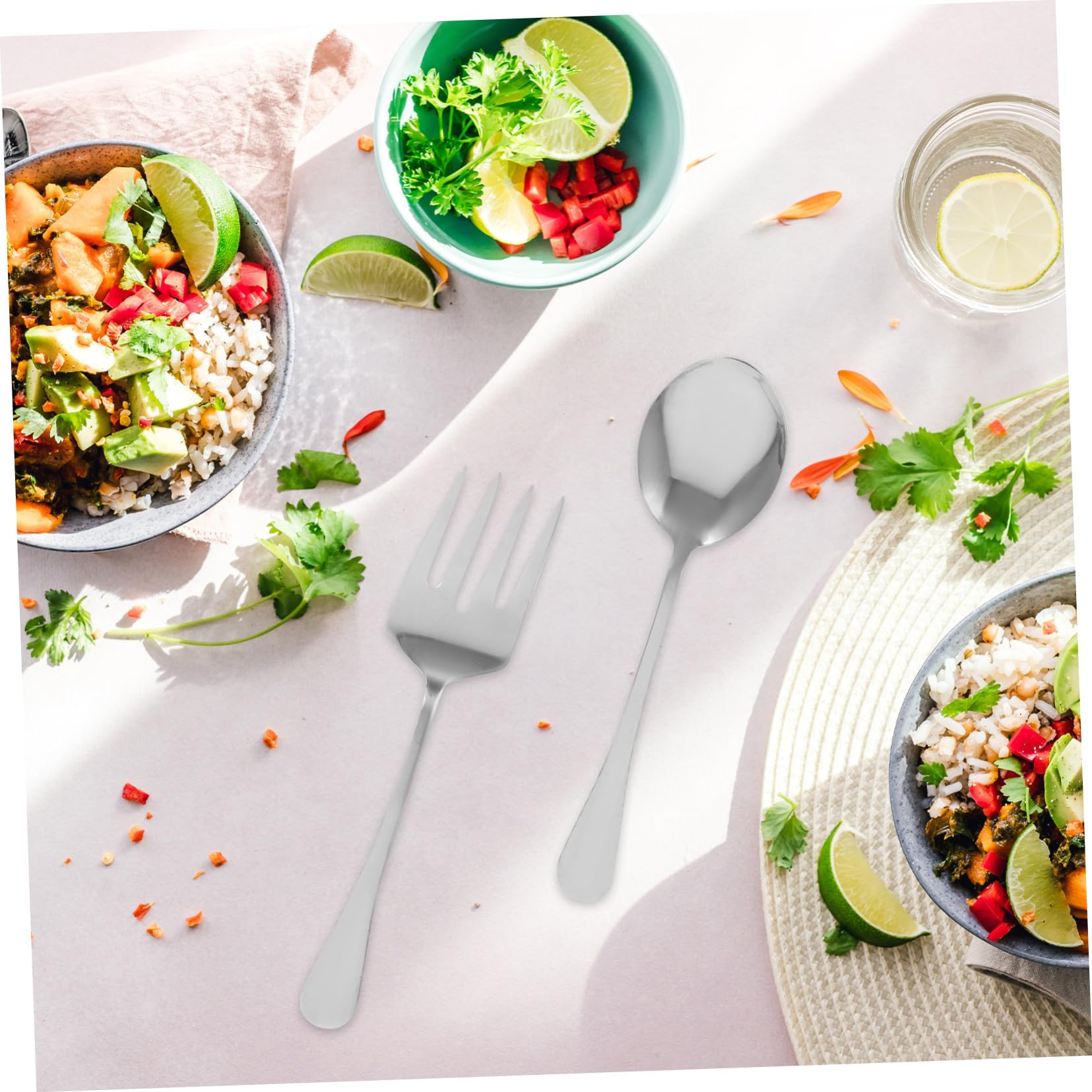 Lurrose Set de Couverts Acier Inoxydable pour Service à Table Ustensiles Robustes et Pratiques pour Buffet Pique- et Événements Formels Kit Ménager Complet