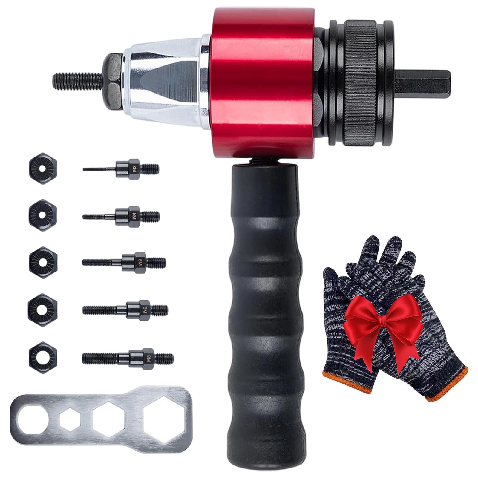 Kit Adattatore Rivettatrice Elettrica M3-M8, Utensile per Rivetti Filettati in Lega per Trapano, Inserto Rivettatore Rapido per Auto e Lavorazione Metalli DIY (1 Pc)