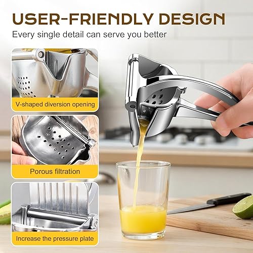Miniatura 3 de Extractor de jugo de fruta fresca, exprimidor manual de limón fácil de usar para cítricos, otras frutas (con 10 bolsas de filtro)