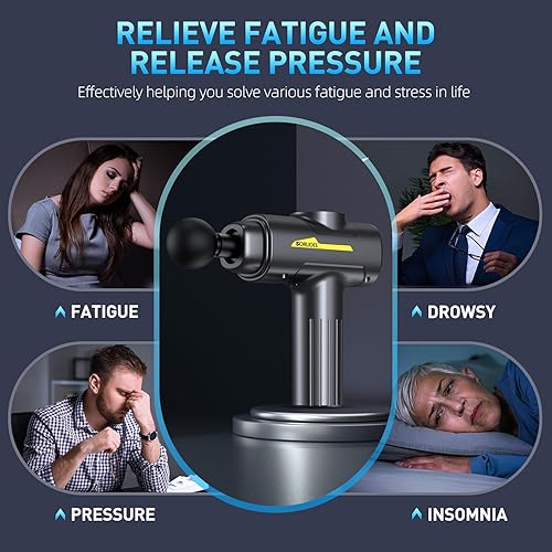 Miniatura 8 de Pistola de masaje muscular, masajeador de espalda de tejido profundo (negro mate)