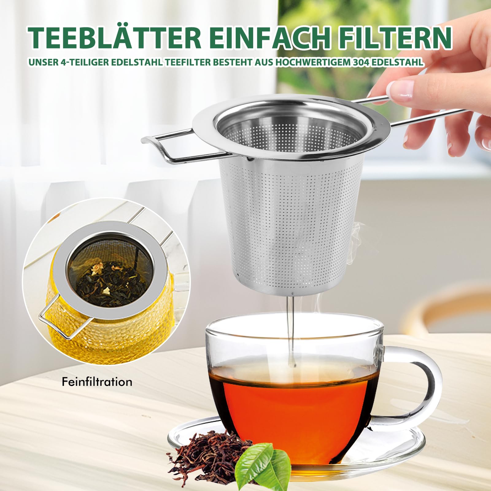 Infusore Per Tisane, 2 Pezzi, 304 Acciaio Inox Filtri Per Tisane, Colino da Tè Extra Fine con Coperchio, Multiuso Riutilizzabile Filtro, per Teiera, Tazze, Tazze da Tè, per Preparare Foglie Sciolte