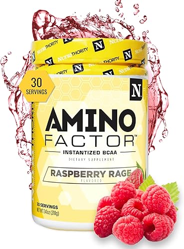 Vista 10 de Nutrithority Amino Factor - BCAA instantáneos, goma chorreante, 30 porciones, aminoácidos de cadena ramificada sin azúcar, bebida intra y después