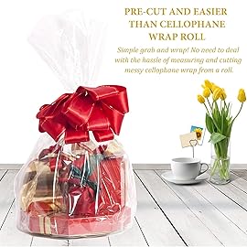 Morepack Cellophane Bags 10x20 Inches,20 Pcs Cellophane Gift Bags for Small Baskets and Mugs